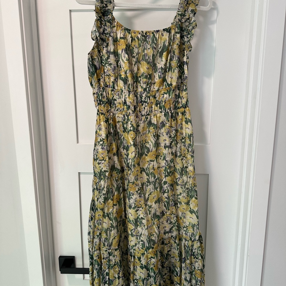 MELLODAY Floral Yellow and Green Midi Dress